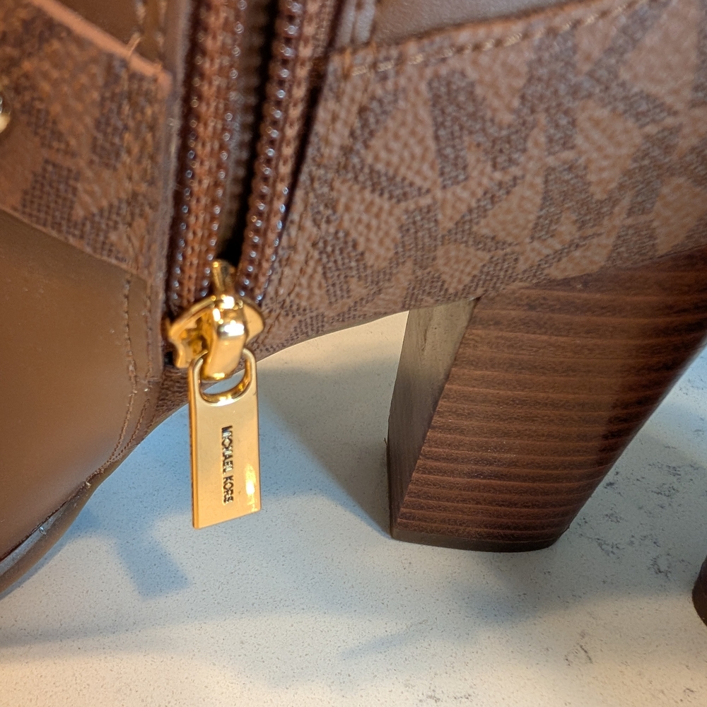 Never Worn Michael Kors Brown Ankle Boots with Studded Straps - Picture 3 of 10